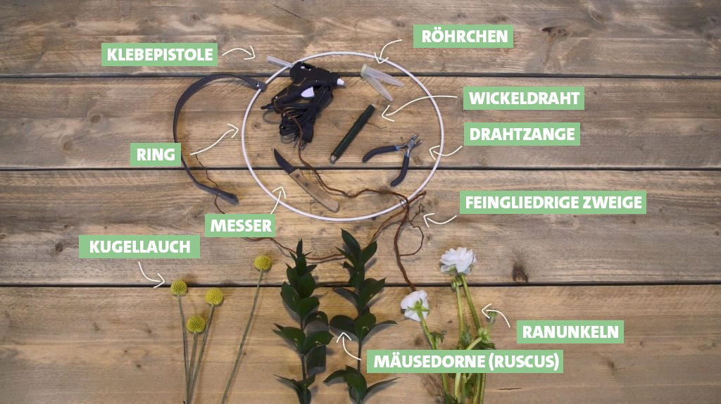 DIY Ostergelber Blumenkranz - Was du brauchst